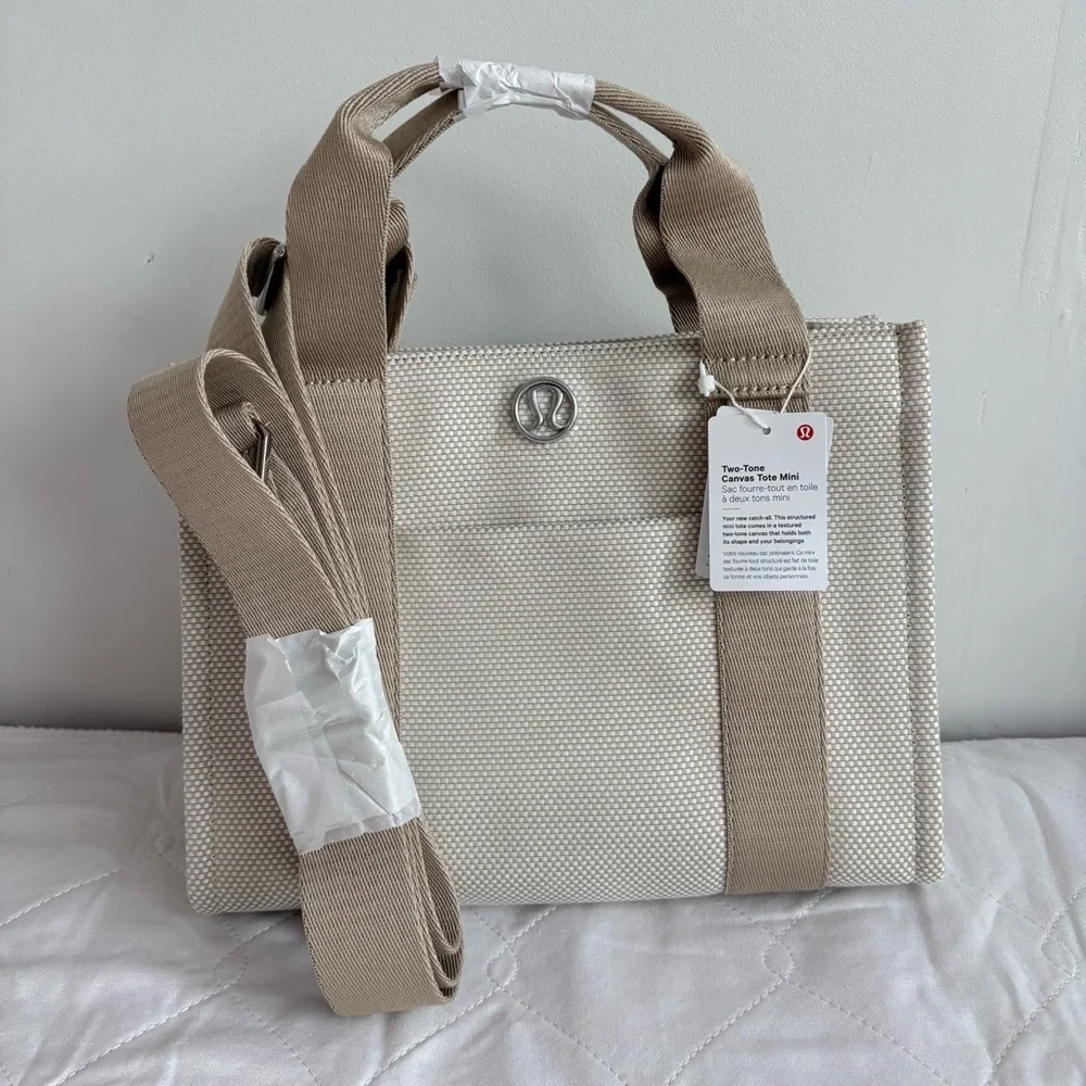 Lululemon Two Tone Mini Canvas Tote - Mojave Tan and Light Ivory - Picture 8 of 8
